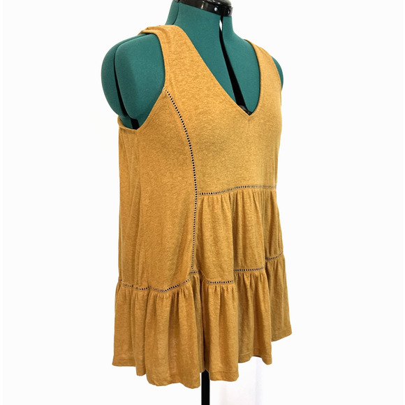 Anthropologie V Neck Loose Fit Tank Top Burnt Orange Sienna Size Medium Boho - Picture 2 of 8